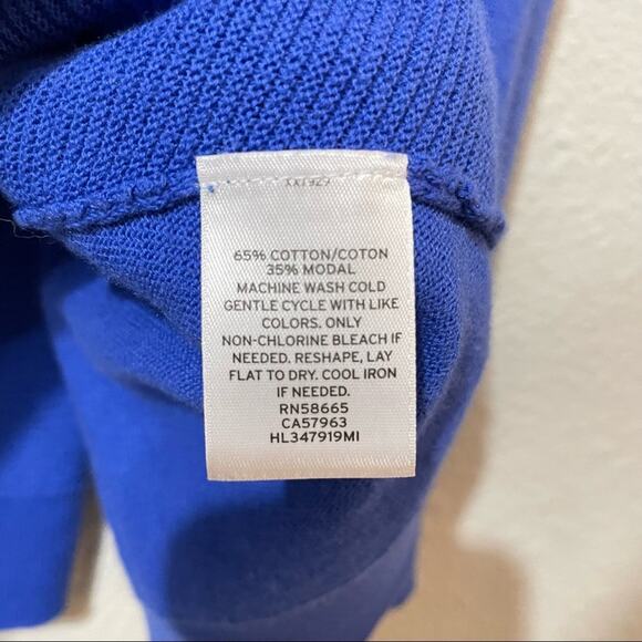 Trouvé Blue Crew Neck Lightweight Pullover Sweater S Cotton Modal Blend Longline - Picture 4 of 7